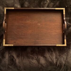 Elegant Wooden Bath Tray with Brass Accents